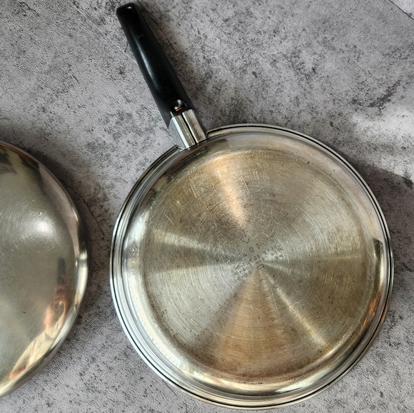 Vintage Flint stainless steel ekco USA frying pan with lid 10" diameter retro - Picture 4 of 8